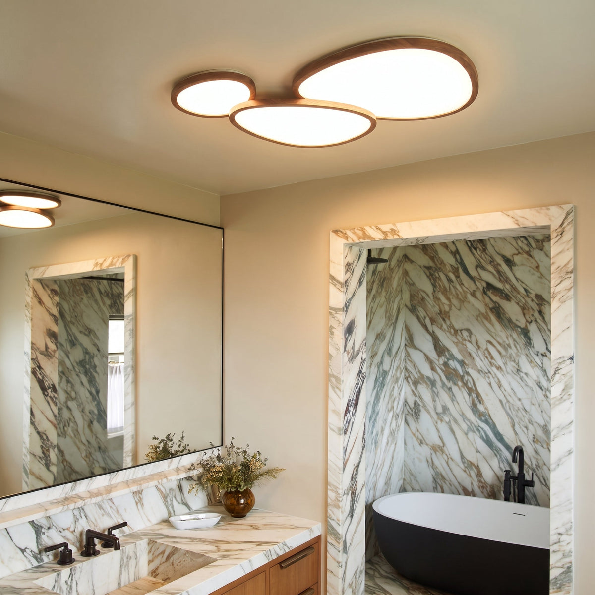 Ultra Thin Dark Wooden Ceiling Light
