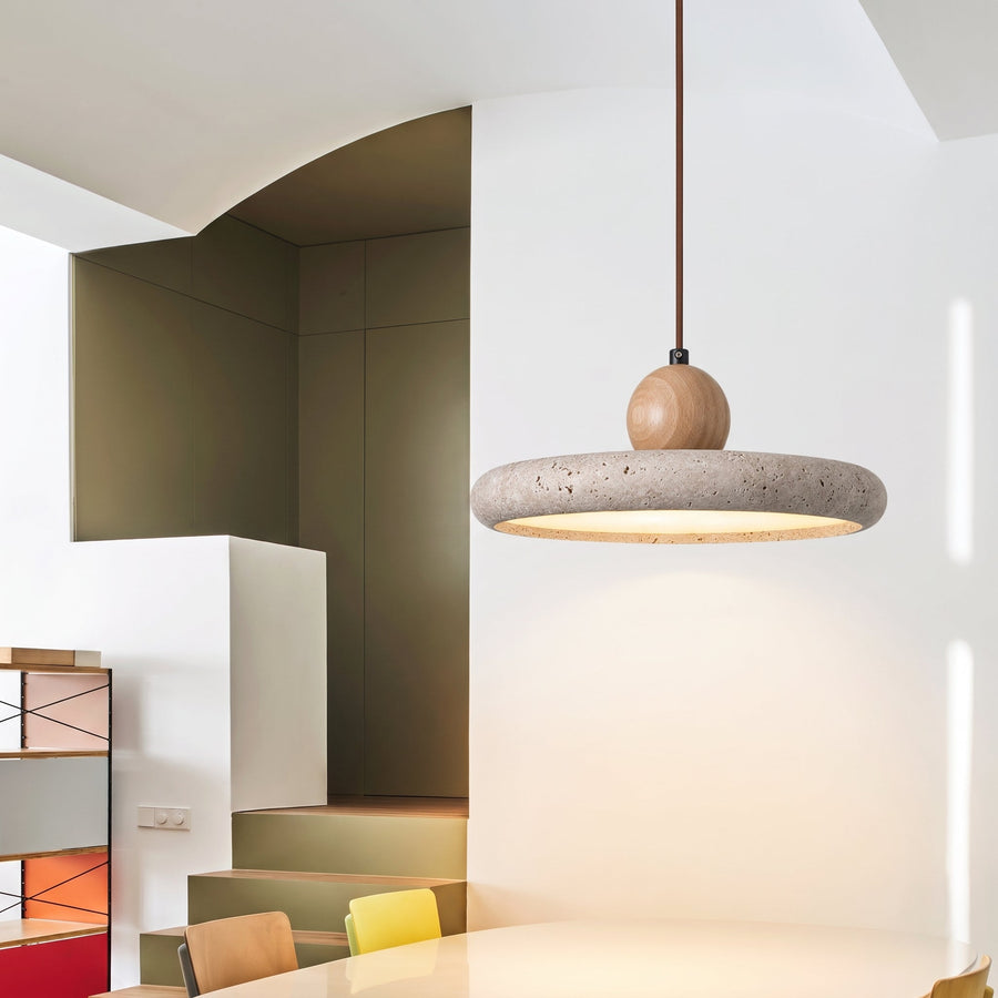 Travertine Wood Pendant Light