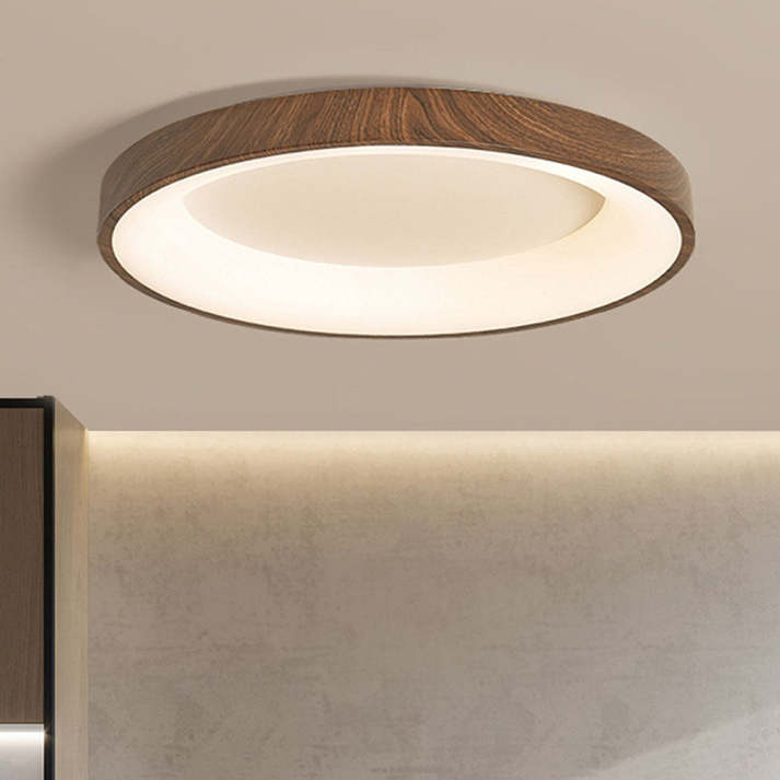 Natural Wood Ceiling Light – Circular LED Design for Bedroom and Living Room
