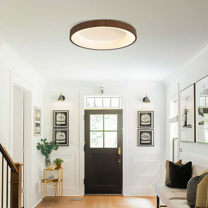 Natural Wood Ceiling Light – Circular LED Design for Bedroom and Living Room