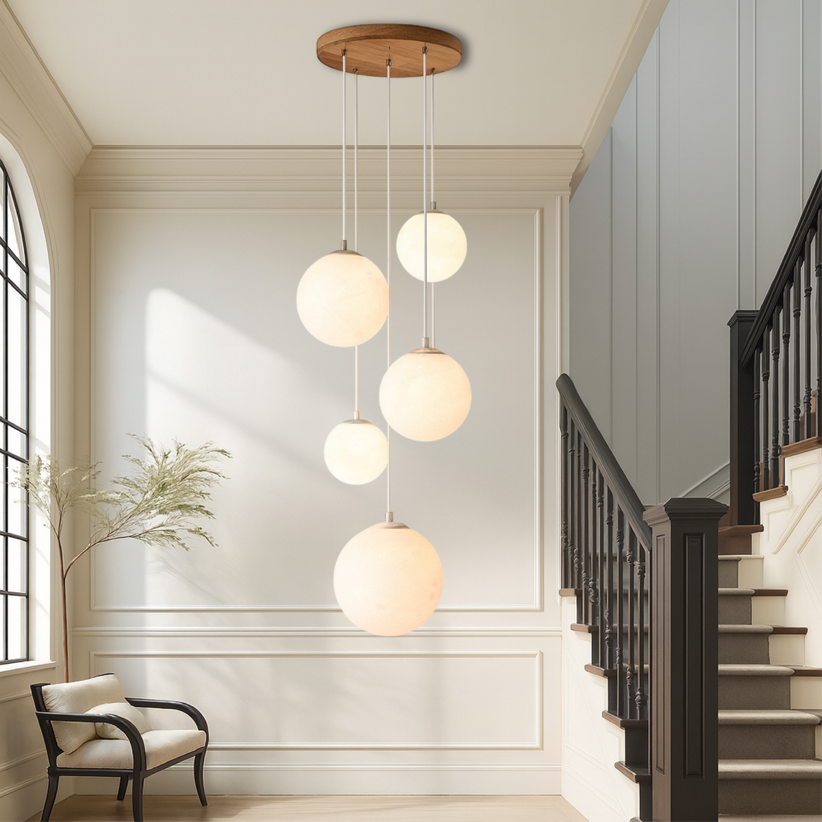 Moons drifting down the stairwell