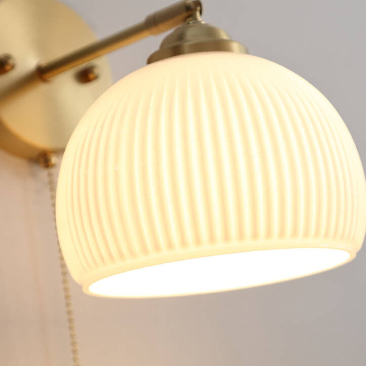 Nordic Bedroom Wall Light – White Fluted Glass Shade