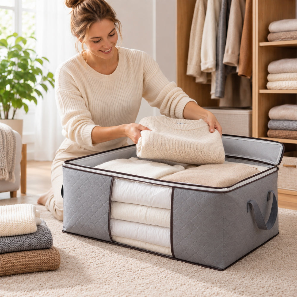 Breathable Fabric Clothes Storage Bag – Clear Window and Foldable Design