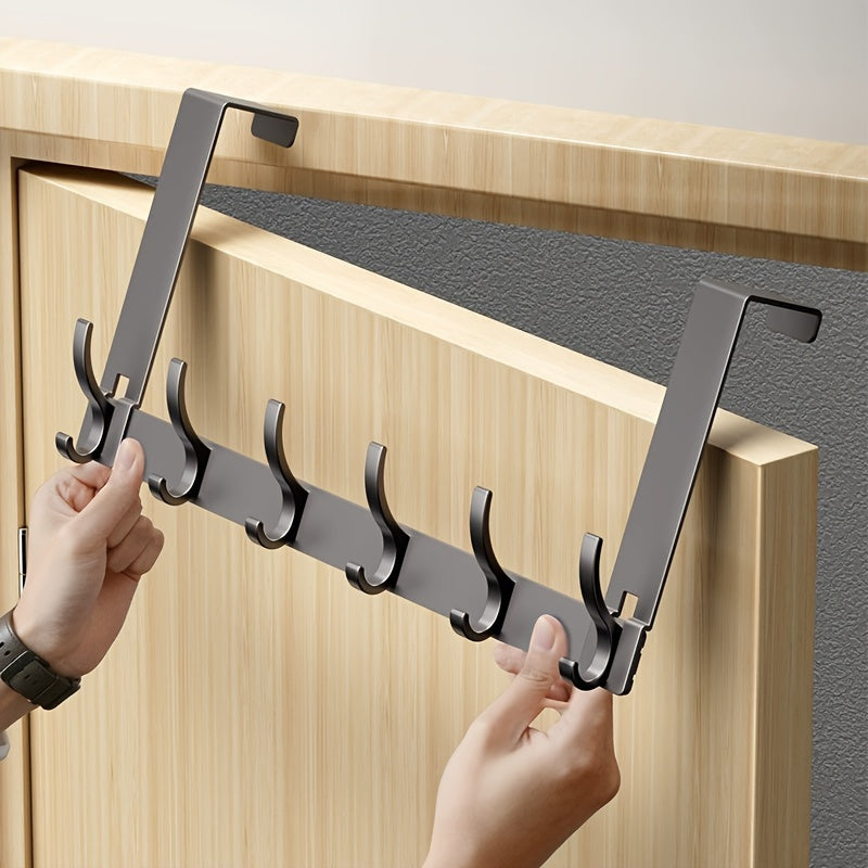 Aluminum Over-the-Door Hook Rack with Space-Saving Storage Design