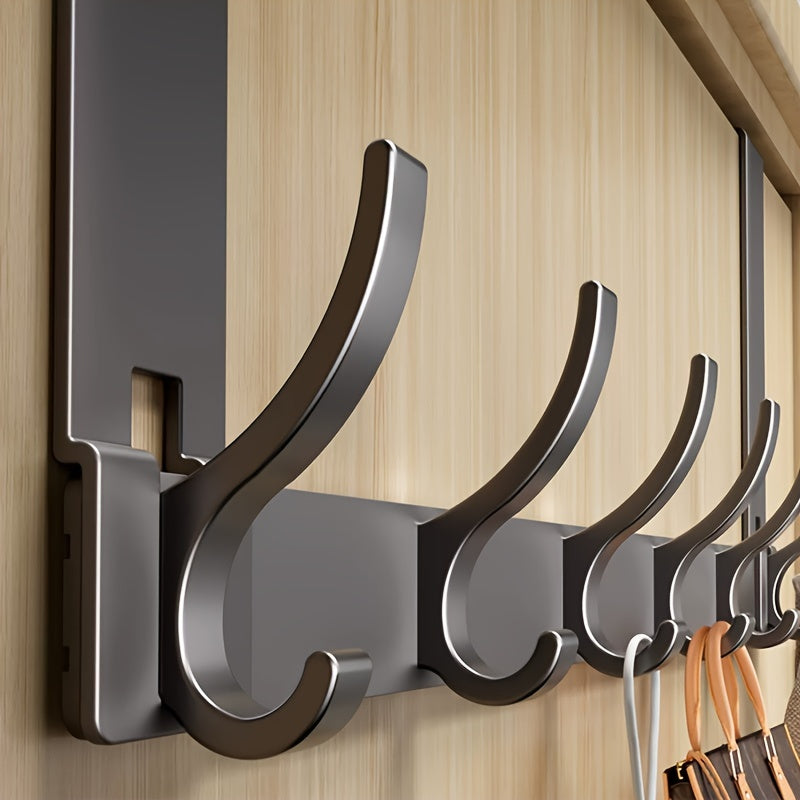 Aluminum Over-the-Door Hook Rack with Space-Saving Storage Design