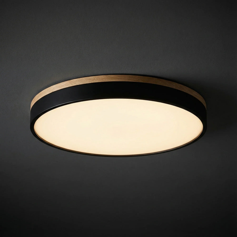 Round Wood Ceiling Light – Adjustable Color Temperature and Dimmable