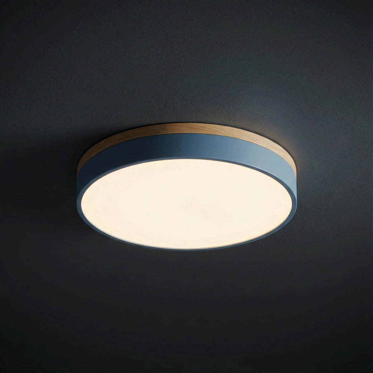 Round Wood Ceiling Light – Adjustable Color Temperature and Dimmable