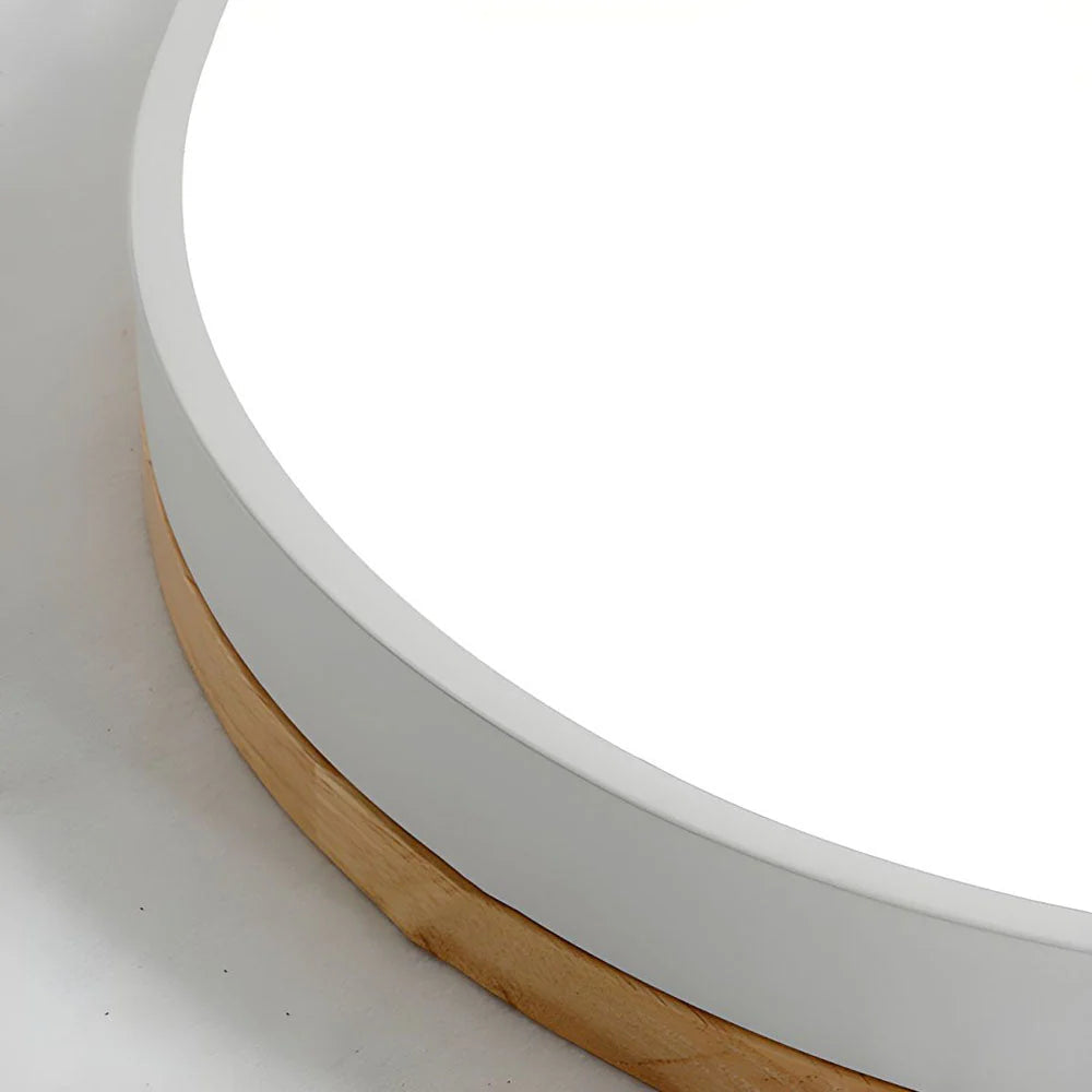 Round Wood Ceiling Light – Adjustable Color Temperature and Dimmable