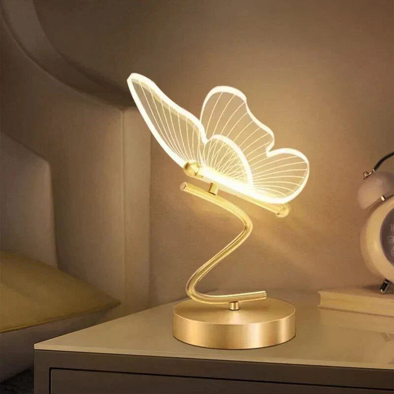 Iron and Acrylic Butterfly Table Lamp – Modern LED Design