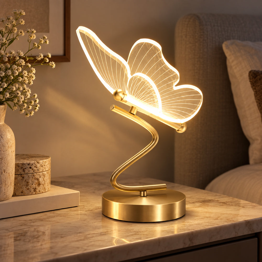 Iron and Acrylic Butterfly Table Lamp – Modern LED Design