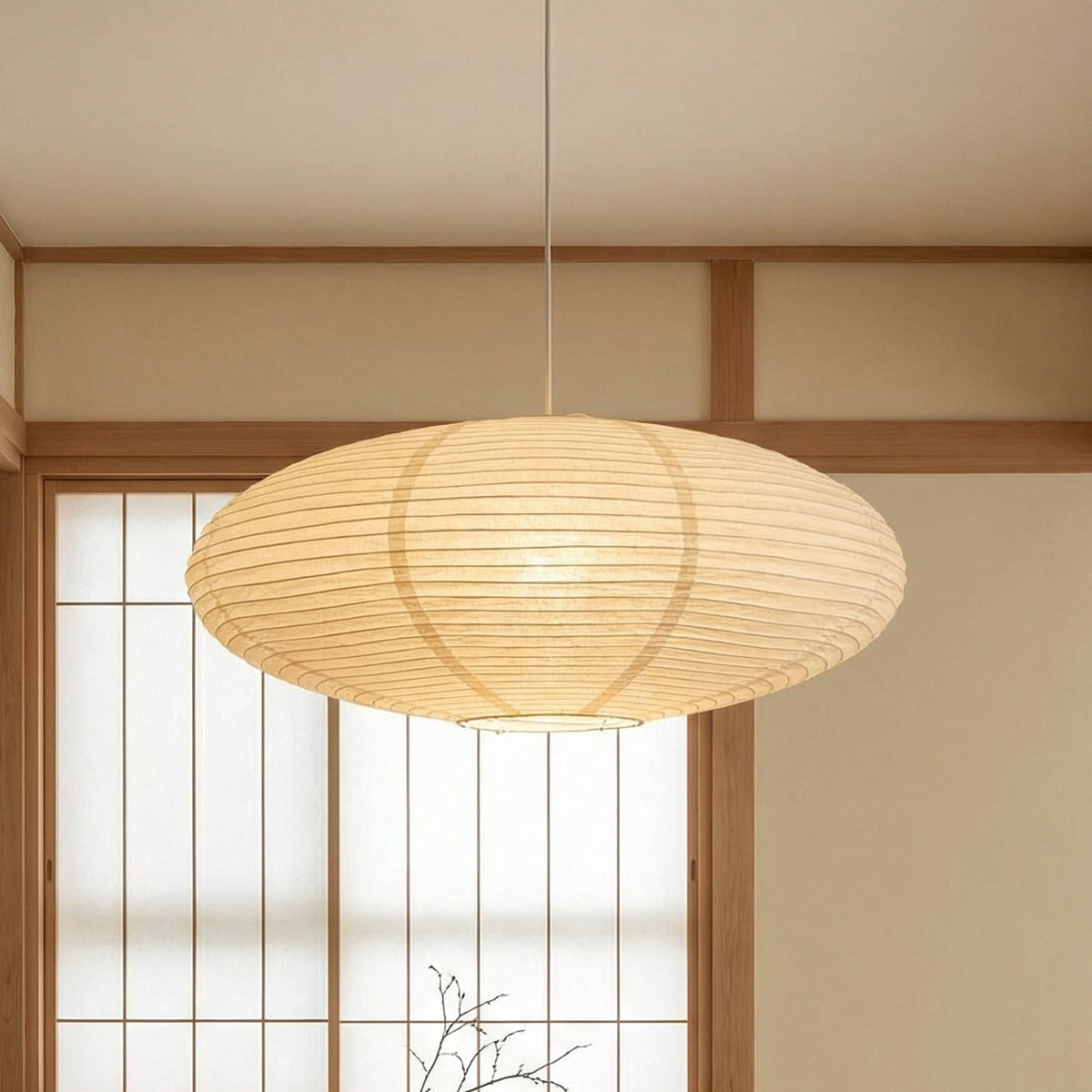 Cotton Paper Dining Pendant Light – Oval Lantern Design