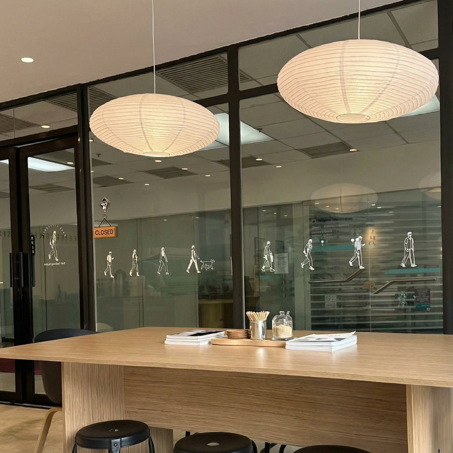 Cotton Paper Dining Pendant Light – Oval Lantern Design