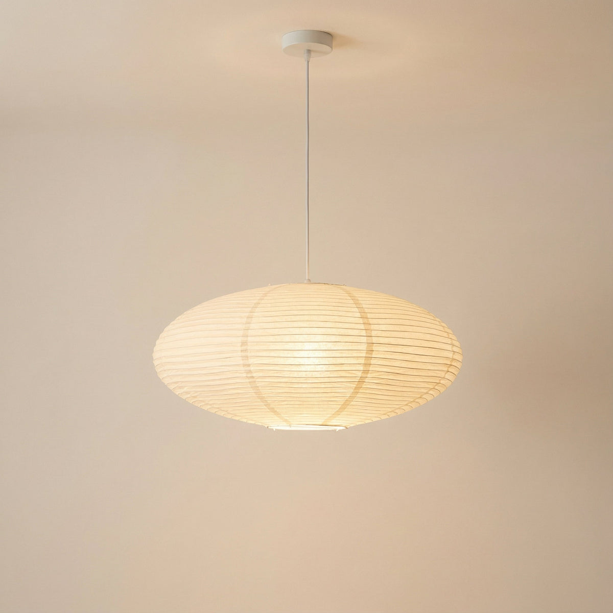 Cotton Paper Dining Pendant Light – Oval Lantern Design