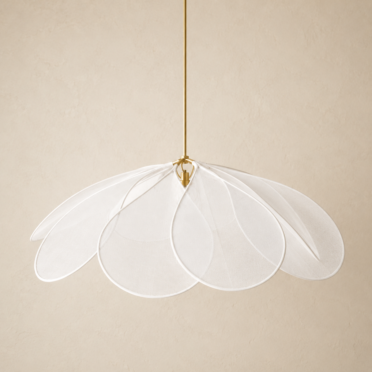 Floral Fabric Dining Pendant Light with Brass Details