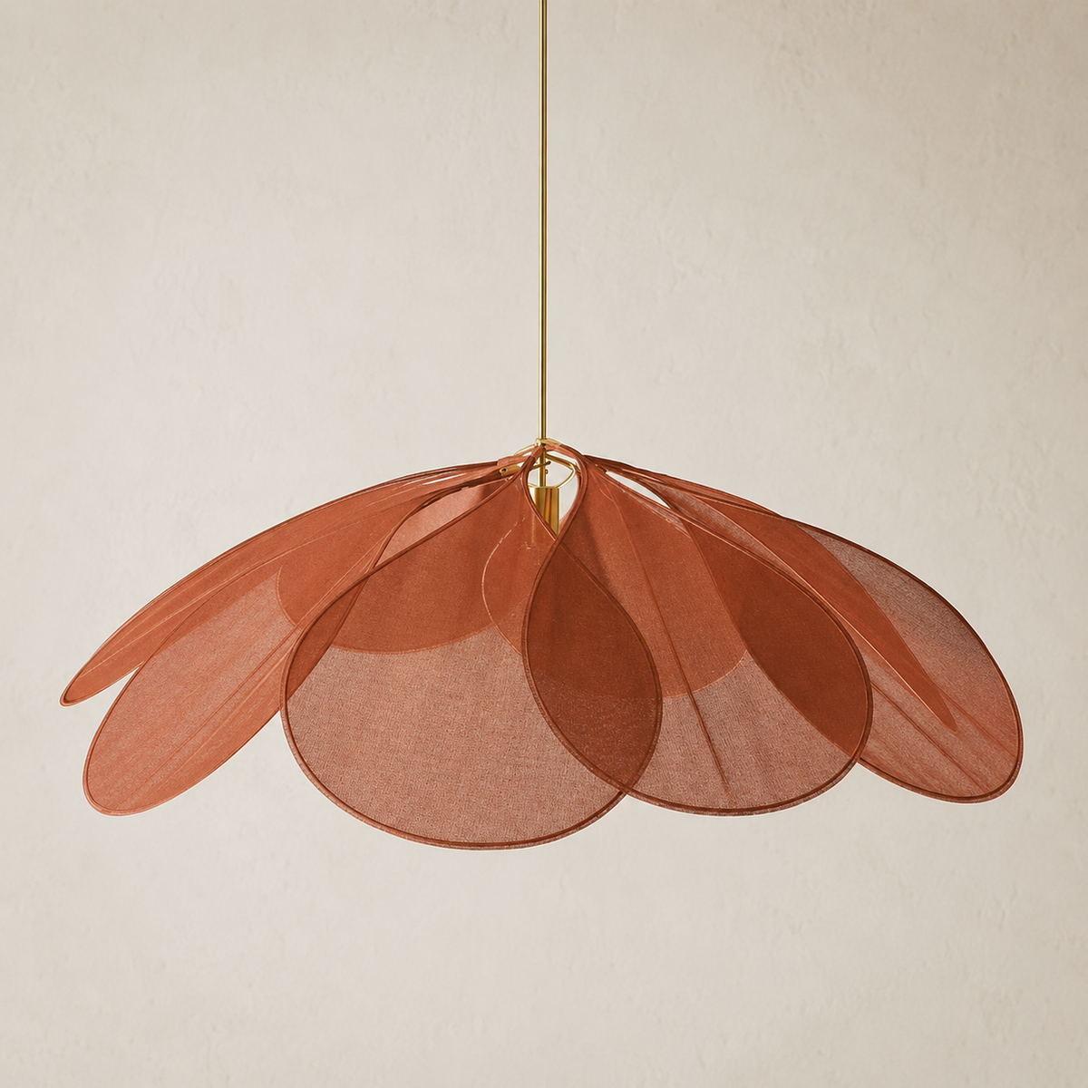 Floral Fabric Dining Pendant Light with Brass Details