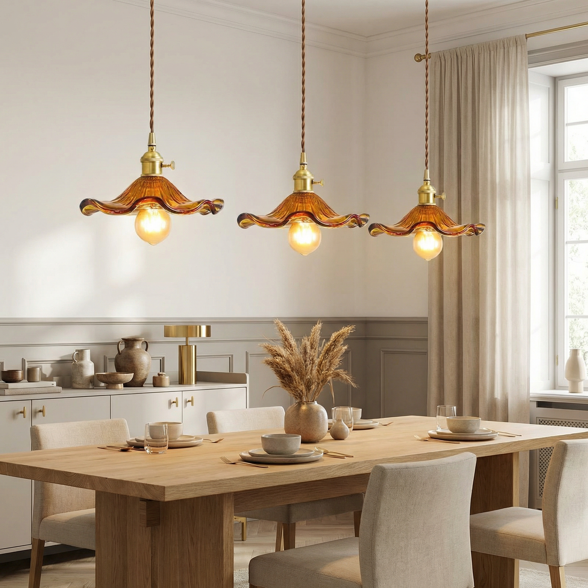 Vintage Hibiscus Pendant Light