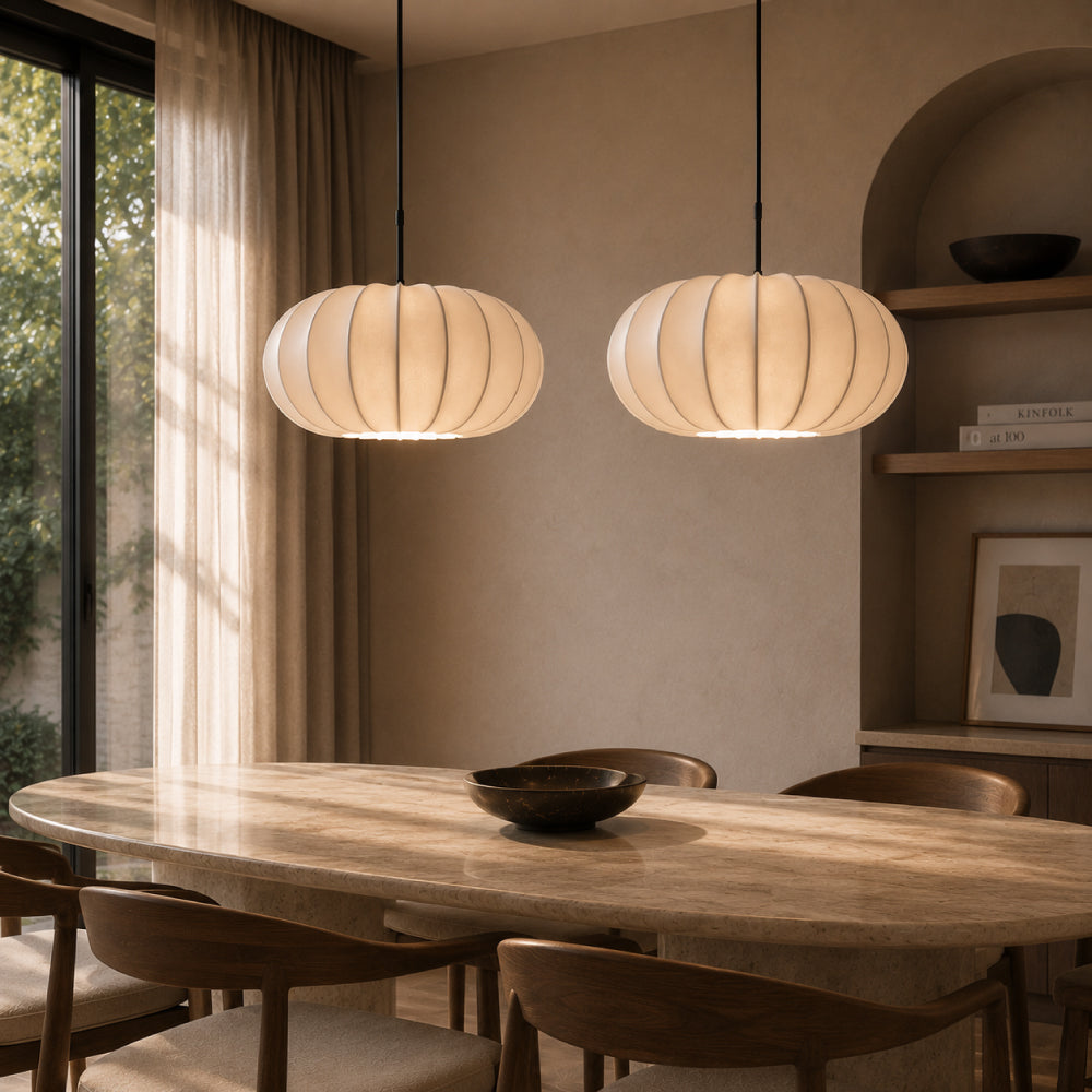 Wabi-Sabi Silk Dining Pendant Light – Sculptural Layered Design with Soft Ambient Light