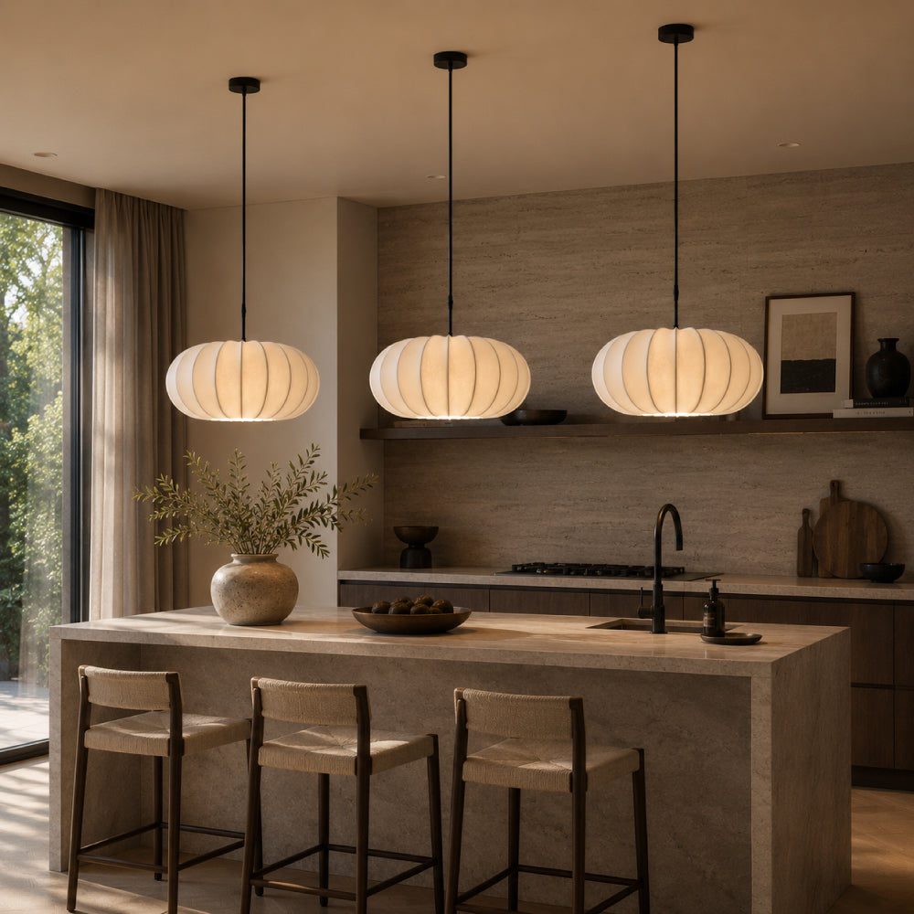 Wabi-Sabi Silk Dining Pendant Light – Sculptural Layered Design with Soft Ambient Light