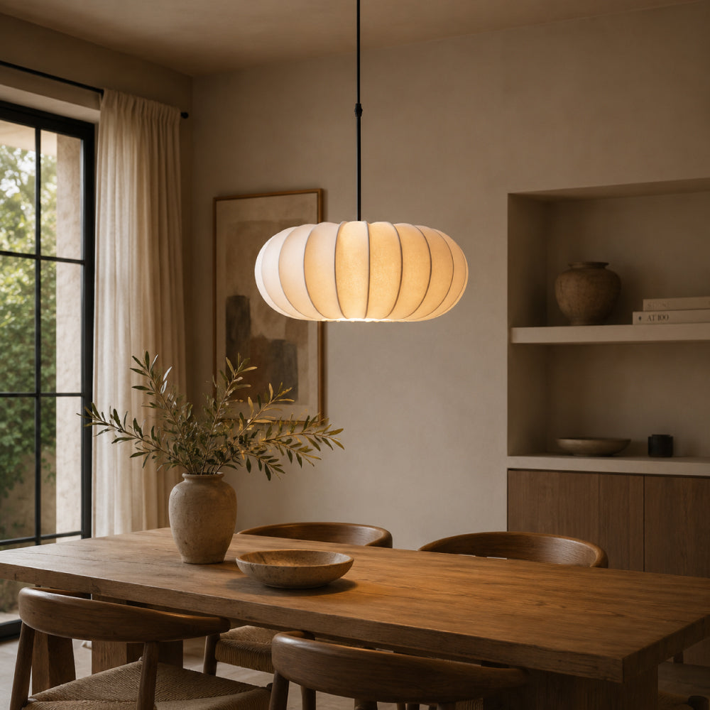 Wabi-Sabi Silk Dining Pendant Light – Sculptural Layered Design with Soft Ambient Light