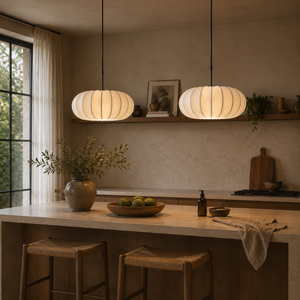Wabi-Sabi Silk Dining Pendant Light – Sculptural Layered Design with Soft Ambient Light
