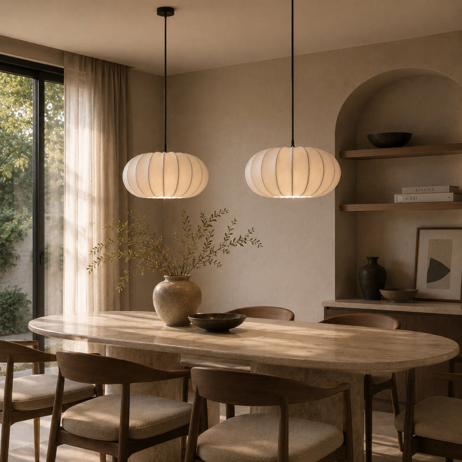 Wabi-Sabi Silk Dining Pendant Light – Sculptural Layered Design with Soft Ambient Light