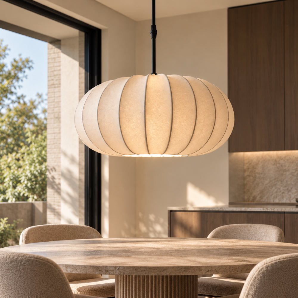 Wabi-Sabi Silk Dining Pendant Light – Sculptural Layered Design with Soft Ambient Light