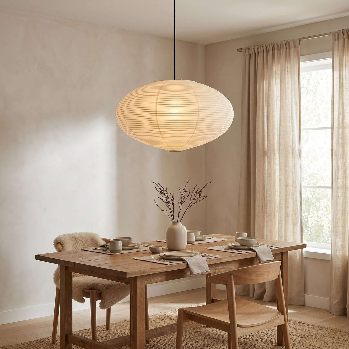 Washi Paper Pendant – Light and Elegant Design with Soft Diffused Light